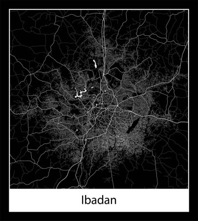 Illustration for Minimal city map of Ibadan (Nigeria Africa) - Royalty Free Image