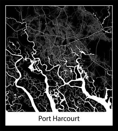 Ilustración de Mapa de Port Harcourt mínimo (Nigeria África) - Imagen libre de derechos