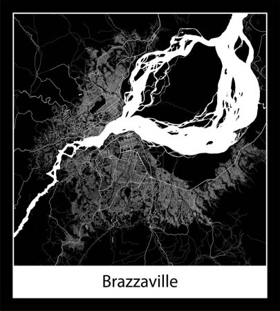 Illustration for Minimal city map of Brazzaville (Republic of the Congo Africa) - Royalty Free Image