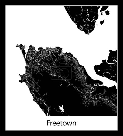 Illustration for Minimal city map of Freetown (Sierra Leone Africa) - Royalty Free Image