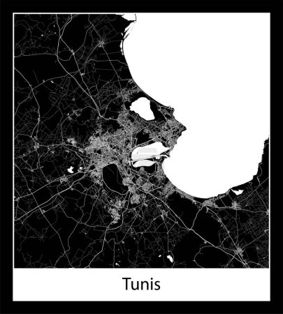 Ilustración de Mapa de Túnez mínimo (Túnez África) - Imagen libre de derechos