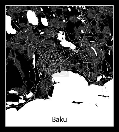 Illustration for Minimal city map of Baku (Azerbaijan Asia) - Royalty Free Image