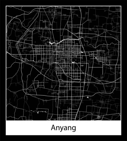 Illustrazione per Mappa minima città di Anyang (Cina Asia)) - Immagini Royalty Free