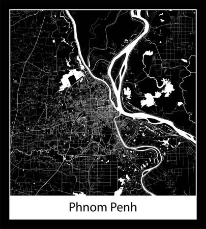 Mapa de Phnom Penh mínimo (Camboya Asia)