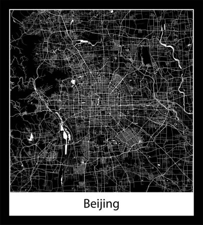 Illustration for Minimal city map of Beijing (China Asia) - Royalty Free Image