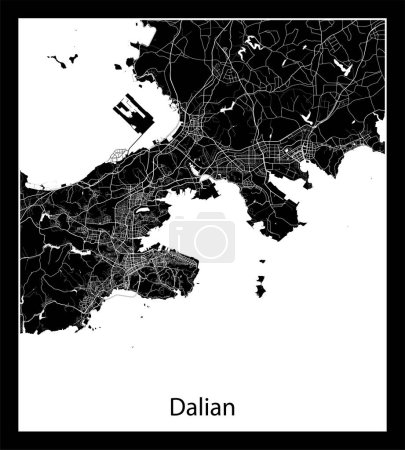 Illustration for Minimal city map of Dalian (China Asia) - Royalty Free Image