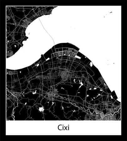 Illustration for Minimal city map of Cixi (China Asia) - Royalty Free Image