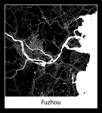 Ilustración de Mapa de Fuzhou mínimo (China Asia) - Imagen libre de derechos