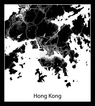 Illustration for Minimal city map of Hong Kong (China Asia) - Royalty Free Image