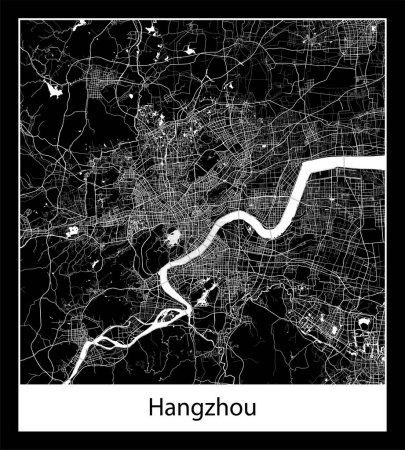 Ilustración de Mapa de Hangzhou mínimo (China Asia) - Imagen libre de derechos