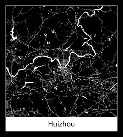 Illustration for Minimal city map of Huizhou (China Asia) - Royalty Free Image