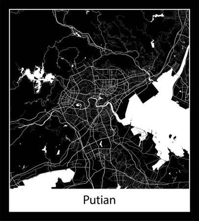 Illustration for Minimal city map of Putian (China Asia) - Royalty Free Image