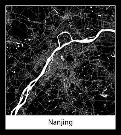 Ilustración de Mapa de Nanjing mínimo (China Asia) - Imagen libre de derechos