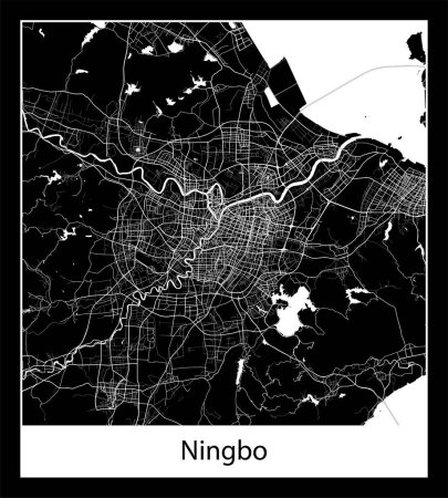 Illustration for Minimal city map of Ningbo (China Asia) - Royalty Free Image