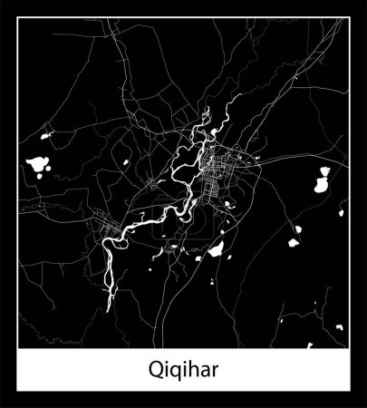 Téléchargez les illustrations : La carte de ville de Qiqihar (Chine Asie) - en licence libre de droit