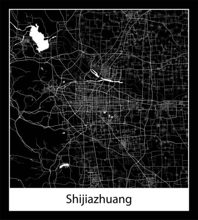 Illustration for Minimal city map of Shijiazhuang (China Asia) - Royalty Free Image