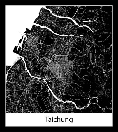 Illustration for Minimal city map of Taichung (China Asia) - Royalty Free Image