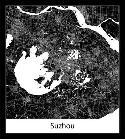 Ilustración de Mapa de Suzhou mínimo (China Asia) - Imagen libre de derechos