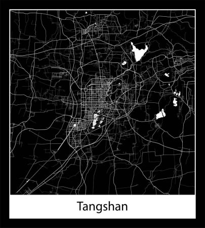 Illustration for Minimal city map of Tangshan (China Asia) - Royalty Free Image