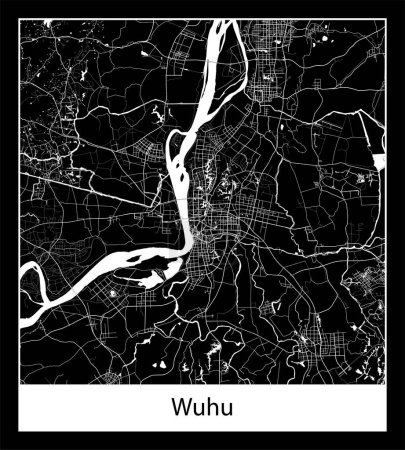 Illustration for Minimal city map of Wuhu (China Asia) - Royalty Free Image
