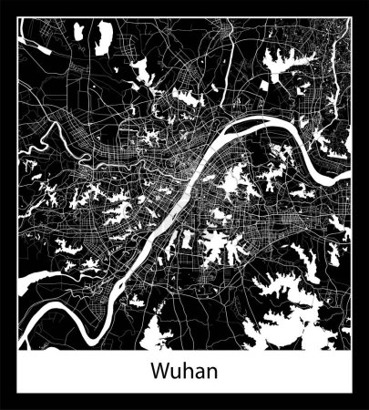 Ilustración de Mapa de Wuhan mínimo (China Asia) - Imagen libre de derechos