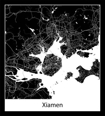 Illustration for Minimal city map of Xiamen (China Asia) - Royalty Free Image