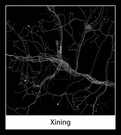 Illustration for Minimal city map of Xining (China Asia) - Royalty Free Image