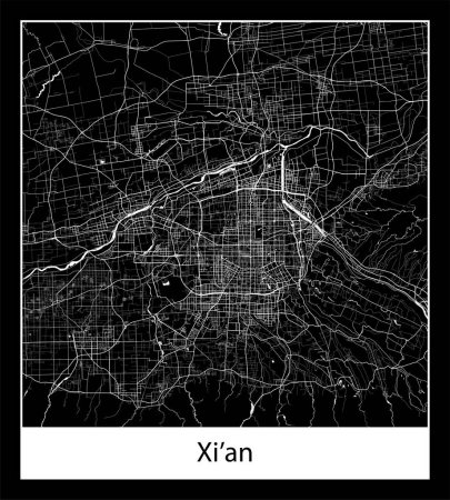 Illustration for Minimal city map of Xian China Asia - Royalty Free Image