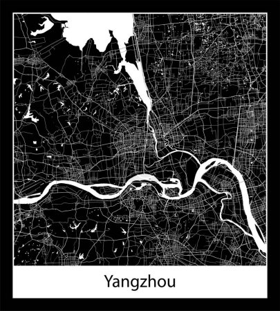 Illustration for Minimal city map of Yangzhou (China Asia) - Royalty Free Image