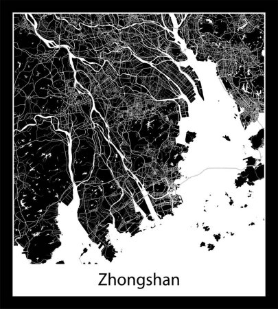 Illustration for Minimal city map of Zhongshan (China Asia) - Royalty Free Image