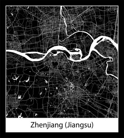 Ilustración de Mapa de Zhenjiang (Jiangsu) mínimo (China Asia) - Imagen libre de derechos