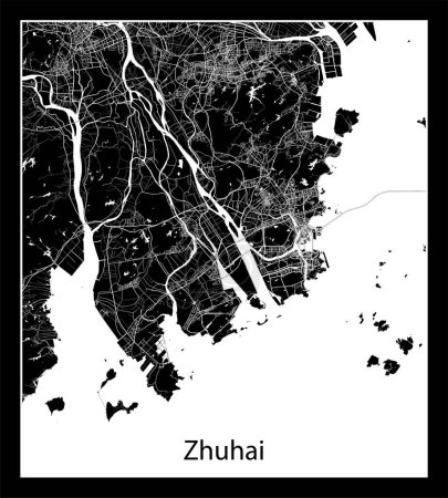 Ilustración de Mapa de Zhuhai mínimo (China Asia) - Imagen libre de derechos
