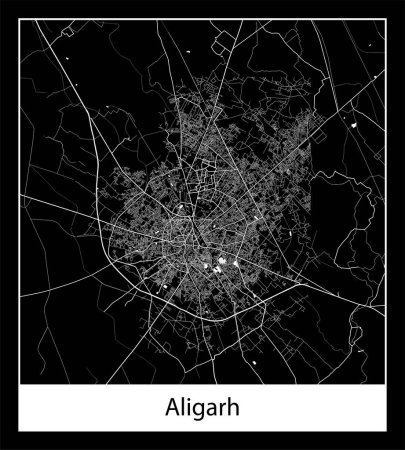 Illustrazione per Mappa minima città di Aligarh (India Asia)) - Immagini Royalty Free