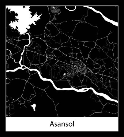 Illustration for Minimal city map of Asansol (India Asia) - Royalty Free Image