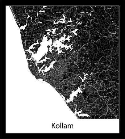 Téléchargez les illustrations : La carte de ville de Kollam (Inde Asie)) - en licence libre de droit