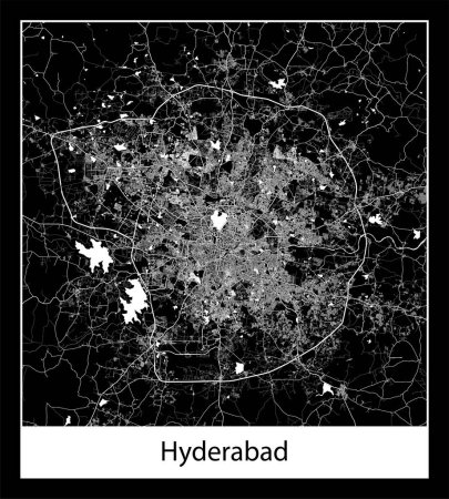 Ilustración de Mapa de Hyderabad mínimo (India Asia) - Imagen libre de derechos