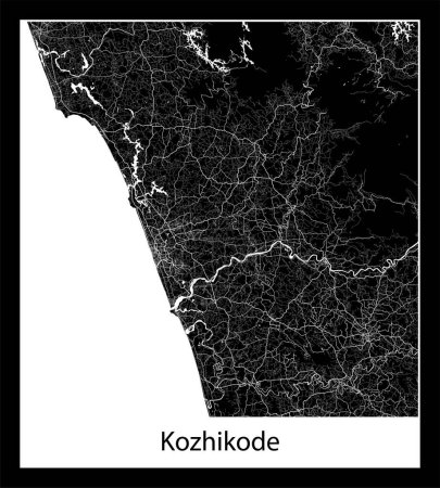 Ilustración de Mapa de Kozhikode mínimo (India Asia) - Imagen libre de derechos