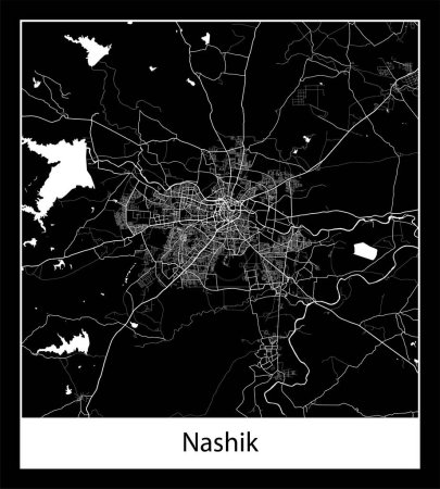 Illustration for Minimal city map of Nashik (India Asia) - Royalty Free Image