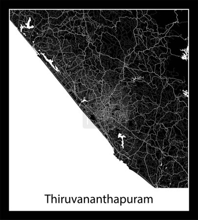 Ilustración de Mapa de Thiruvananthapuram mínimo (India Asia) - Imagen libre de derechos