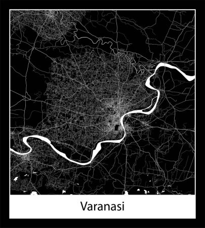 Téléchargez les illustrations : Carte de ville Varanasi (Inde Asie)) - en licence libre de droit