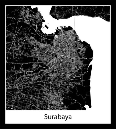Illustration for Minimal city map of Surabaya (Indonesia Asia) - Royalty Free Image