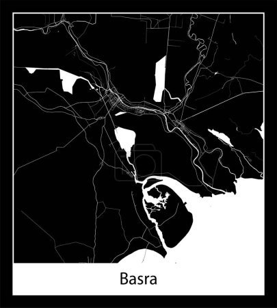 Ilustración de Mapa de Basora mínimo (Iraq Asia) - Imagen libre de derechos