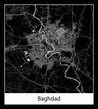 Illustration for Minimal city map of Baghdad (Iraq Asia) - Royalty Free Image