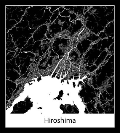 Illustration for Minimal city map of Hiroshima (Japan Asia) - Royalty Free Image