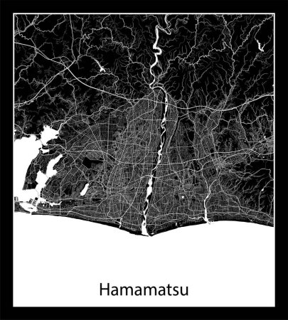Illustration for Minimal city map of Hamamatsu (Japan Asia) - Royalty Free Image