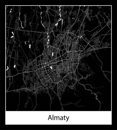 Téléchargez les illustrations : La carte de ville Almaty (Kazakhstan Asie)) - en licence libre de droit