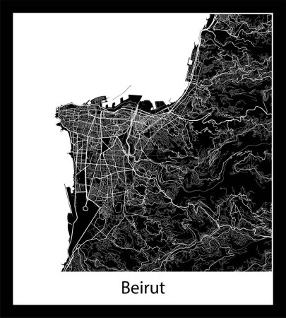 Ilustración de Mapa de Beirut mínimo (Líbano Asia) - Imagen libre de derechos