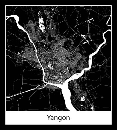 Ilustración de Mapa de Yangon mínimo (Myanmar Asia) - Imagen libre de derechos