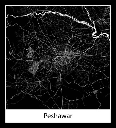Illustration for Minimal city map of Peshawar (Pakistan Asia) - Royalty Free Image