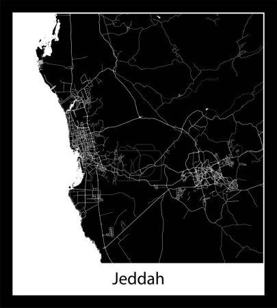 Illustration for Minimal city map of Jeddah (Saudi Arabia Asia) - Royalty Free Image
